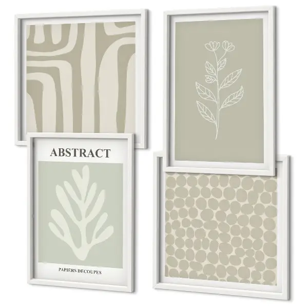 Abstract plant patterns wall art set of 4 pieces