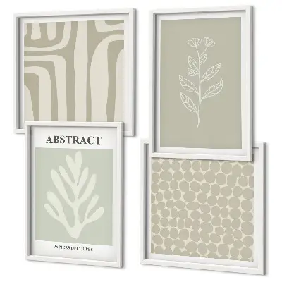 Abstract plant patterns wall art set of 4 pieces
