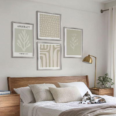 Set of 4 wall art pieces Abstract plant patterns