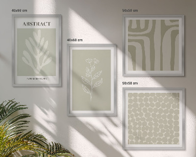 Set of 4 wall art pieces Abstract plant patterns