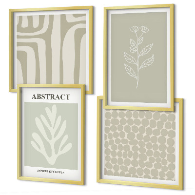 Set of 4 wall art pieces Abstract plant patterns