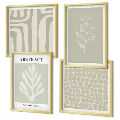 Abstract plant patterns wall art set of 4 pieces
