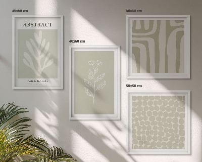 Set of 4 wall art pieces Abstract plant patterns