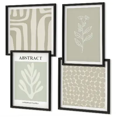Abstract plant patterns wall art set of 4 pieces