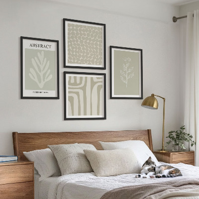 Set of 4 wall art pieces Abstract plant patterns