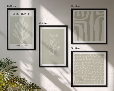 Set of 4 wall art pieces Abstract plant patterns