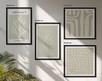 Abstract plant patterns wall art set of 4 pieces