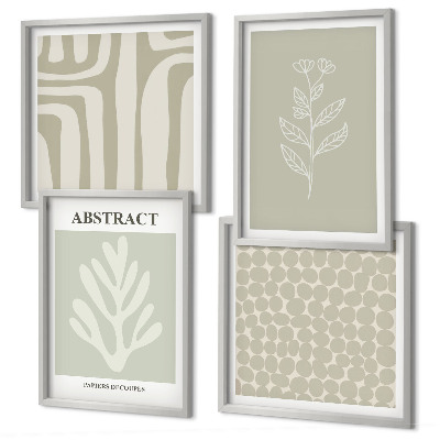 Set of 4 wall art pieces Abstract plant patterns