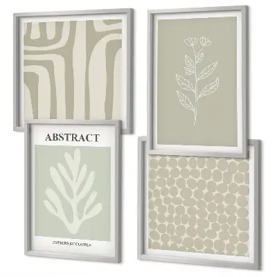 Abstract plant patterns wall art set of 4 pieces