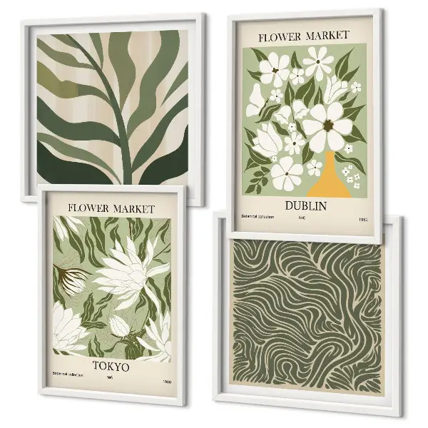 Multi-piece wall decor set boho plant patterns
