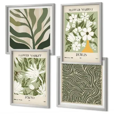 Multi-piece wall decor set boho plant patterns