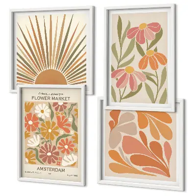Pastel sunflower wall art set of 4 pieces
