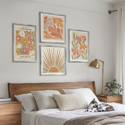 Set of 4 wall art pieces Pastel sun flowers