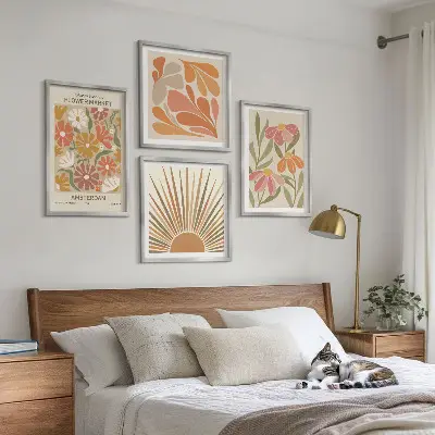 Pastel sunflower wall art set of 4 pieces
