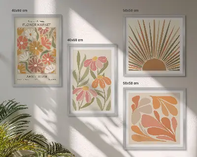 Pastel sunflower wall art set of 4 pieces