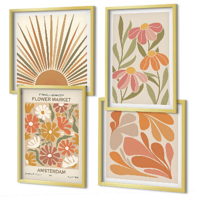 Set of 4 wall art pieces Pastel sun flowers