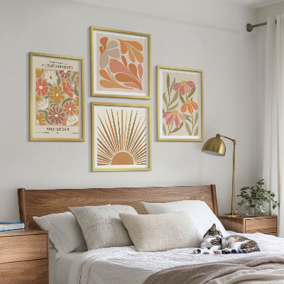 Set of 4 wall art pieces Pastel sun flowers