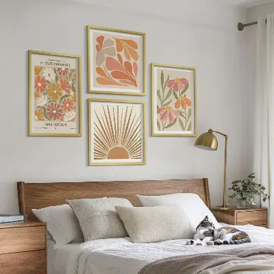 Pastel sunflower wall art set of 4 pieces