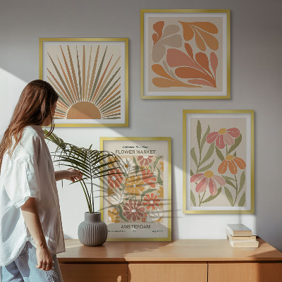 Set of 4 wall art pieces Pastel sun flowers