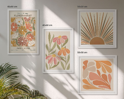 Set of 4 wall art pieces Pastel sun flowers