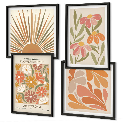 Set of 4 wall art pieces Pastel sun flowers