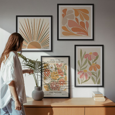 Set of 4 wall art pieces Pastel sun flowers