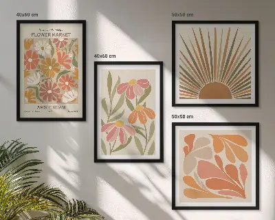 Pastel sunflower wall art set of 4 pieces