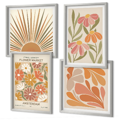 Set of 4 wall art pieces Pastel sun flowers