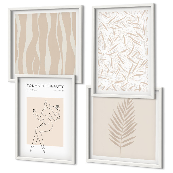 Set of 4 wall art pieces Minimalist plant motifs