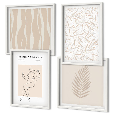Set of 4 wall art pieces Minimalist plant motifs