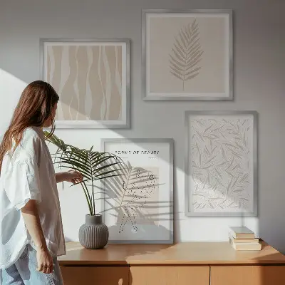 Minimalist plant wall art set of 4 pieces