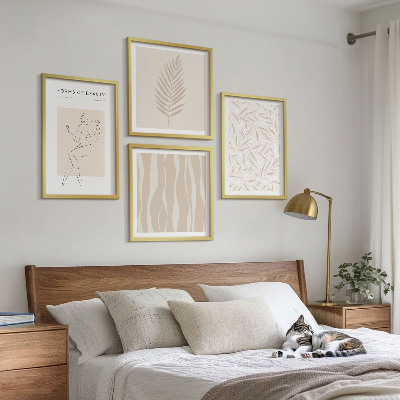 Set of 4 wall art pieces Minimalist plant motifs