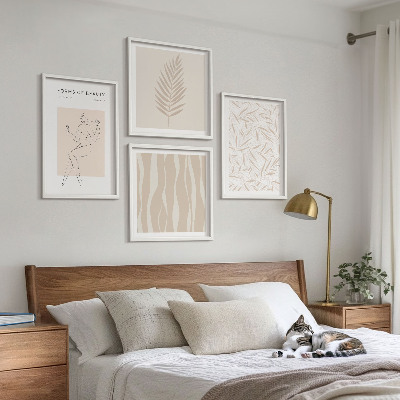 Set of 4 wall art pieces Minimalist plant motifs