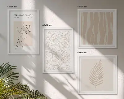 Minimalist plant wall art set of 4 pieces