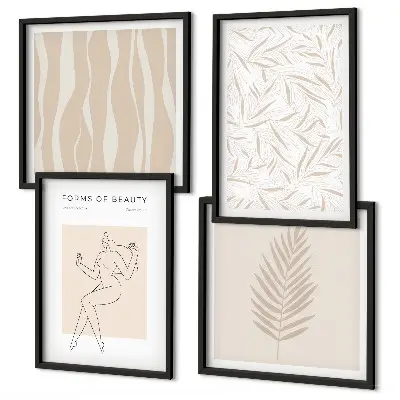 Minimalist plant wall art set of 4 pieces