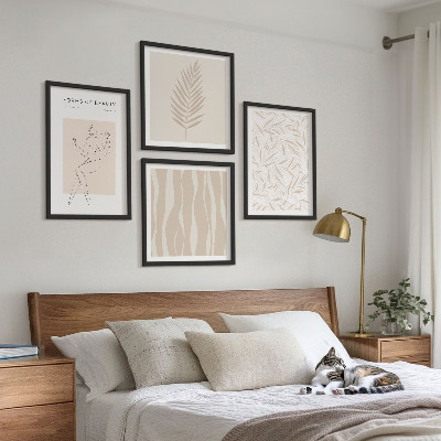 Set of 4 wall art pieces Minimalist plant motifs
