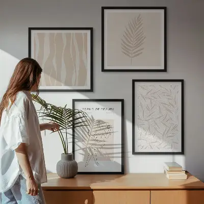 Minimalist plant wall art set of 4 pieces