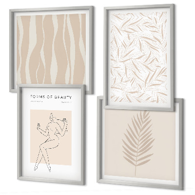 Set of 4 wall art pieces Minimalist plant motifs