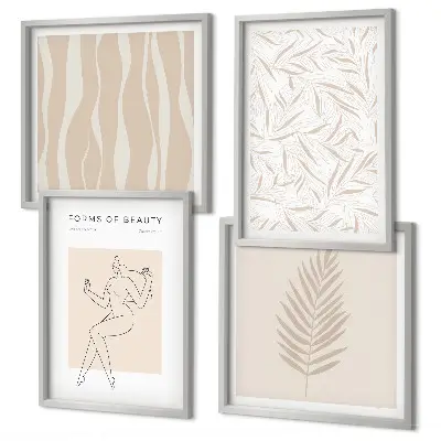 Minimalist plant wall art set of 4 pieces