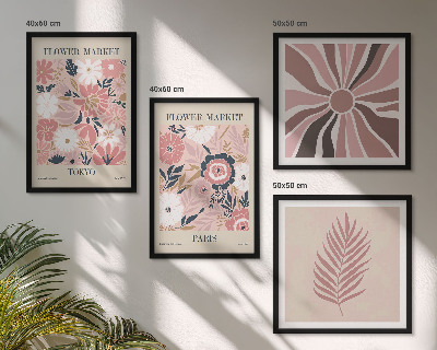 Set of 4 wall art pieces Floral patterns leaves geometry