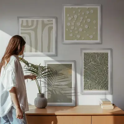 Multi-piece wall art set with abstract boho patterns