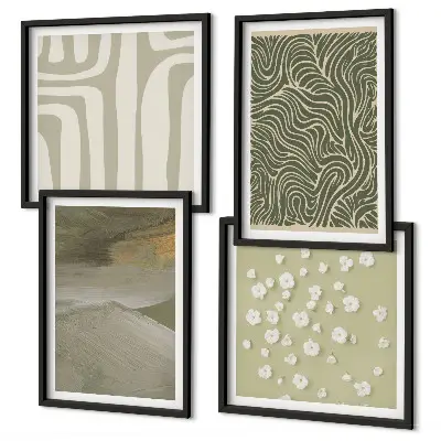 Multi-piece wall art set with abstract boho patterns