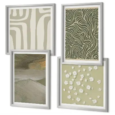 Multi-piece wall art set with abstract boho patterns
