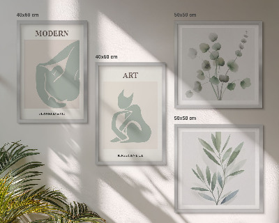 Wall art set Plant motifs, delicate green