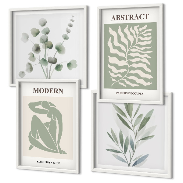 Set of 4 wall art pieces Matisse design boho plants