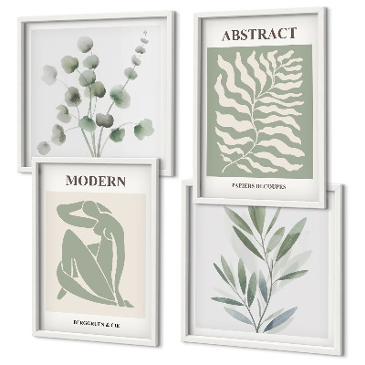 Set of 4 wall art pieces Matisse design boho plants