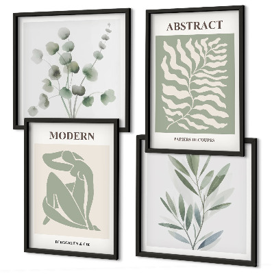 Set of 4 wall art pieces Matisse design boho plants