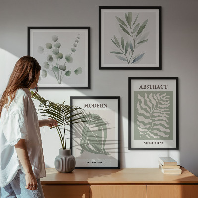 Set of 4 wall art pieces Matisse design boho plants