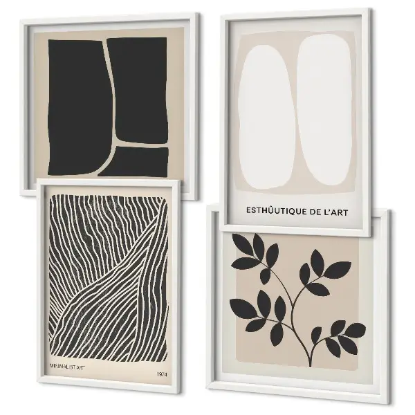 Multi-piece wall decor set with minimalist plant patterns