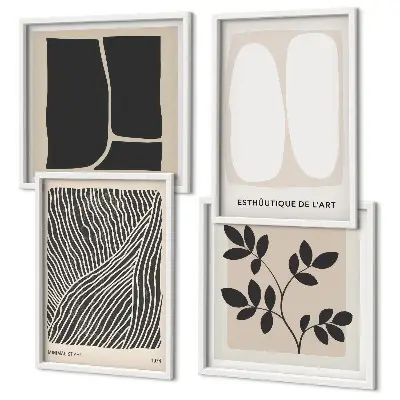 Multi-piece wall decor set with minimalist plant patterns